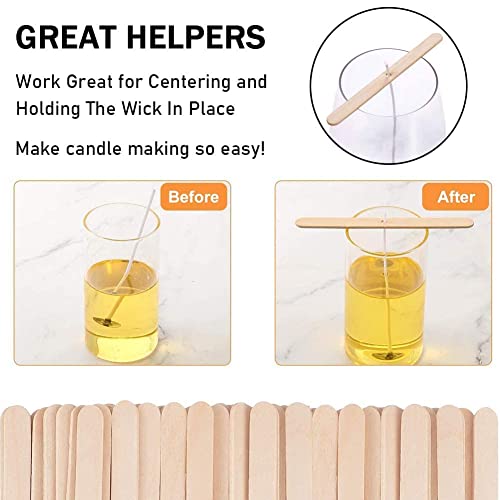 Wooden Candle Wick Holders Pack of 150pcs Wick Centering Devices Candle Wick Bars for Candle Making … (4.5inch - 150pcs)