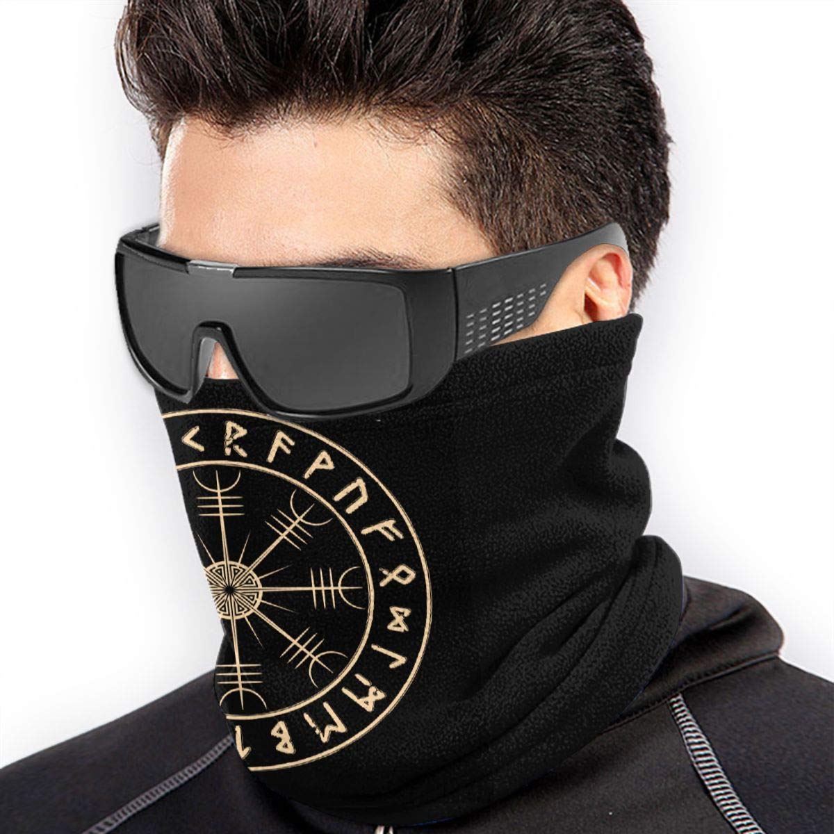 Rajfoo Bandana Neck Gaiter Sacred Geometry Viking Rune Cycling Balaclava Face Scarf Mask For Man Women