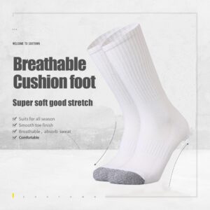 SOX TOWN Unisex Cushioned Crew Training Athletic Socks Men & Women with Combed Cotton Moisture Wicking Breathable Performance(White XL)