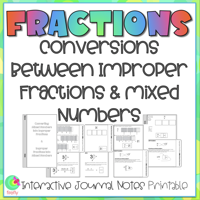 Fractions Interactive Journal. Conversions Between Improper Fractions & Mixed Numbers