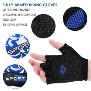 Accmor Cycling Gloves for Women Men, Half Finger Bike Gloves, Road Bicycle Gloves, Shock-Absorbing Anti-Slip Breathable Motorcycle Mountain Bike Gloves for Men Women Adults