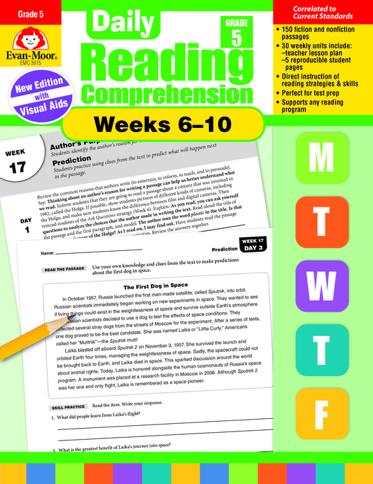 Daily Reading Comprehension, Grade 5, Weeks 6-10