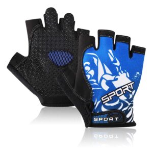 accmor cycling gloves, men women, half finger, blue, breathable, shock-absorbing, anti-slip, adjustable, unisex-adult, road bicycle, mountain bike, motorcycle gloves