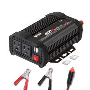 400w car power inverter, dc 12v to 110v ac converter with 2 charger outlets and dual 3.1a usb ports cigarette lighter socket adapter(black)