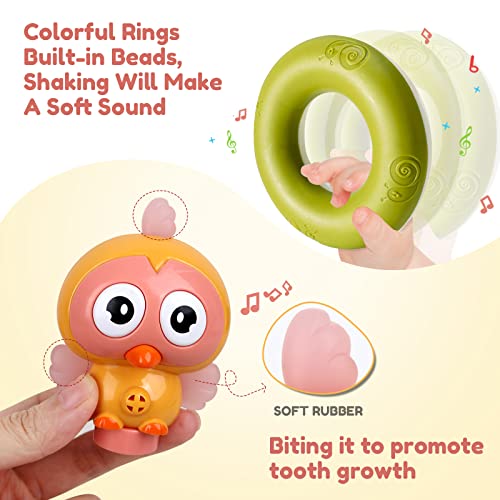 Vanmor 6 Pcs Stacking Nesting Baby Toys, Stacking Toys for Babies 6-12 Months, Teething Toy Building Circle Bird Decor, Montessori Early Educational Learning Toys for Toddler Boys Girls Gift