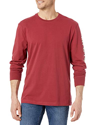 Life is Good Mens Long Sleeve Crusher Graphic T-Shirt, Cranberry Red, Small