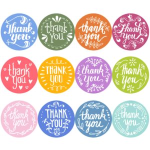 youngever thank you stickers rolls of 1240 pcs, 12 unique designs, 1.5 inch, thank you sticker roll boutique supplies for business packaging, mailer seal stickers(620 stickers per roll)