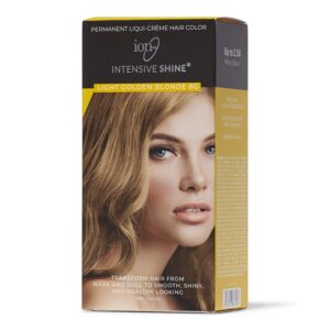 ION Intensive Shine Permanent Liqui-Creme Hair Color Kit Fade Resistant Gray Coverage 2.5 Times More Shine Brilliant Long Lasting Color - Light Golden Blonde 8G