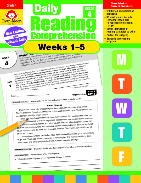 Daily Reading Comprehension, Grade 4, Weeks 1-5