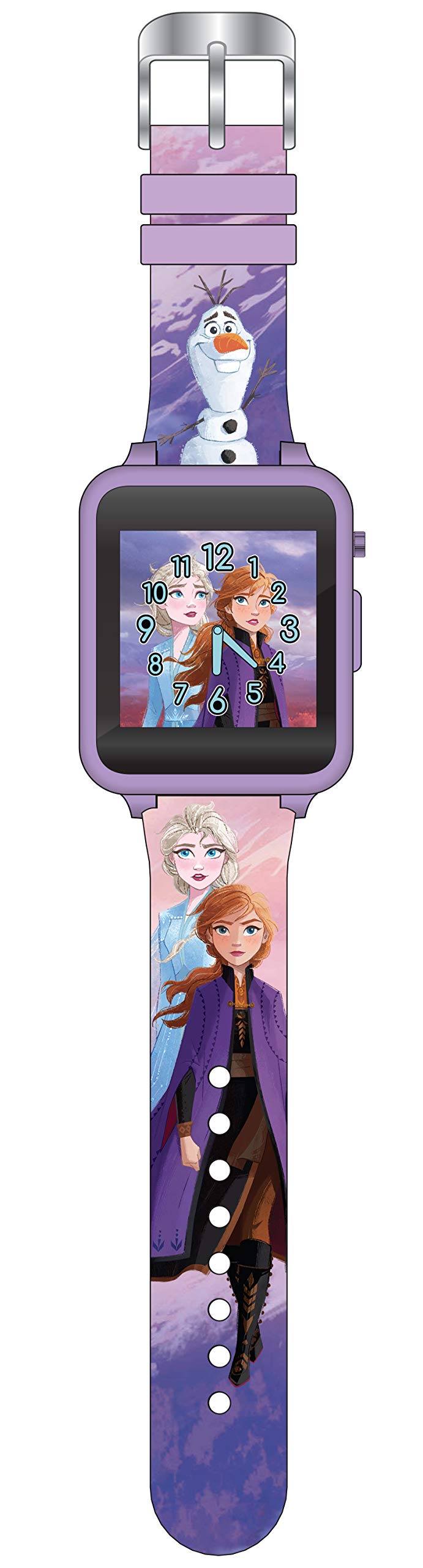 Accutime Kids Disney Frozen Anna Elsa Purple Educational Touchscreen Smart Watch Toy for Girls, Boys, Toddlers - Selfie Cam, Learning Games, Alarm, Calculator, Pedometer & More (Model: FZN4672AZ)