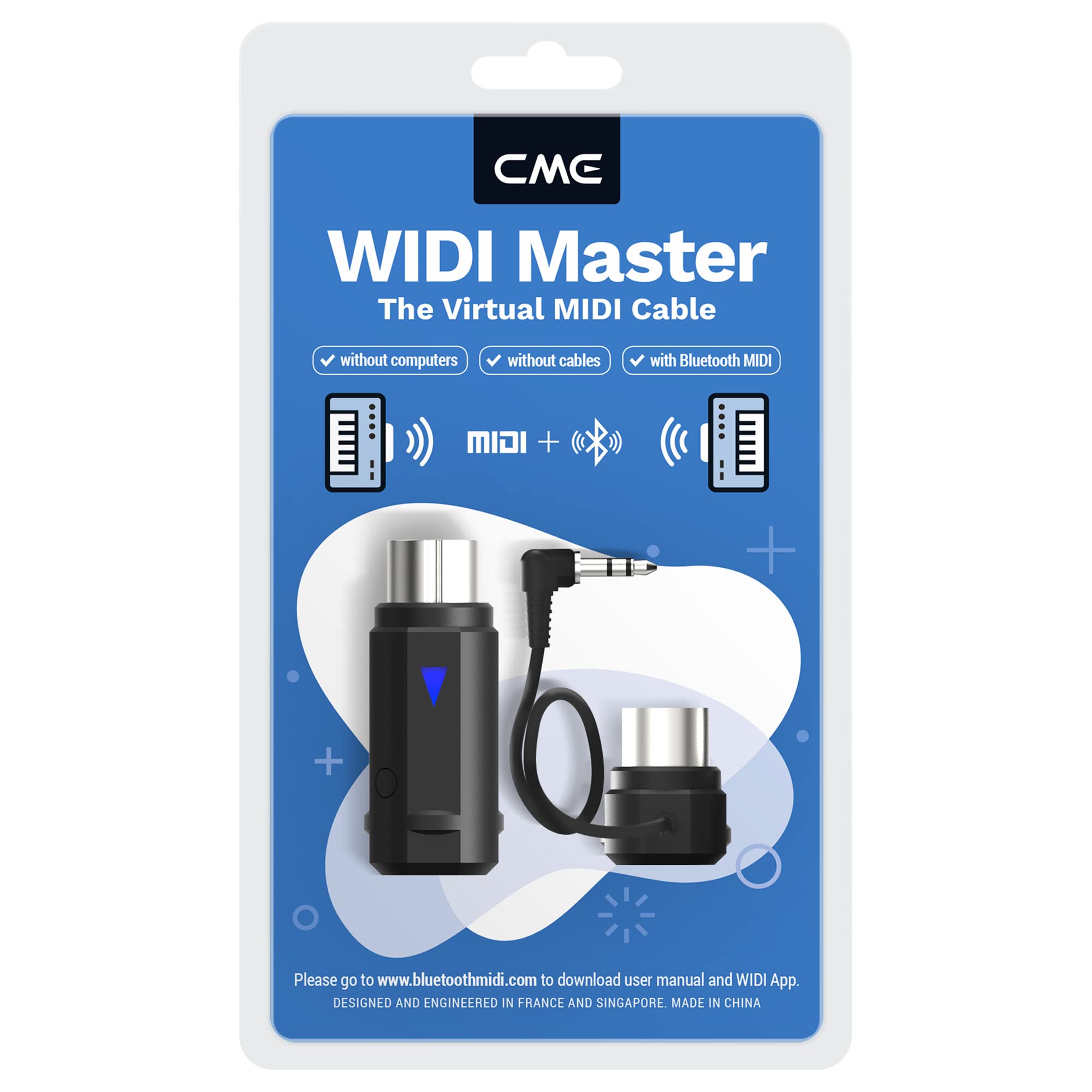 CME WIDI Master - Wireless MIDI Bluetooth 5 MIDI DIN 5 Adapter - Ultra Low Latency - MIDI Split/Merge - Synthesizer EWI Keytar Pedalboard Digital Piano Keyboard to MIDI, macOS, iOS, Android, Win