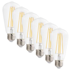 maxxima st19 led filament light bulb 800 lumens 60 watt equivalent 2700k warm white 7 watt edison bulb (6 pack)