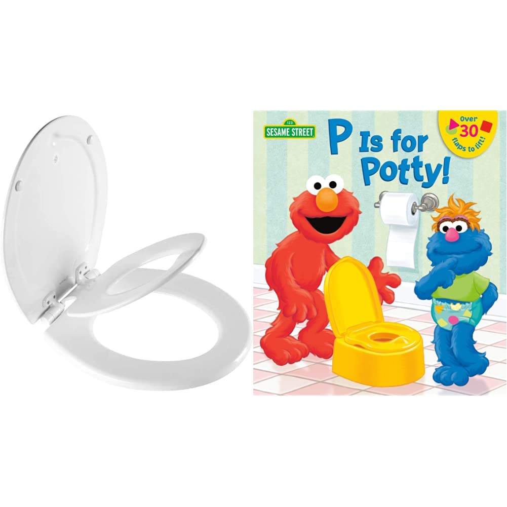 NextStep2 Round Potty Training Toilet Seat with Soft Close & P is for Potty! Sesame Street Lift-the-Flap Book