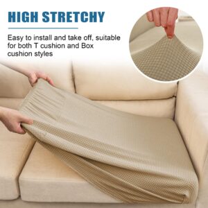 NC HOME Highly Elastic Sofa Cushion Covers, Water Repellent Sofa Seat Covers Stretch Furniture Protector for Pets with Elastic Bottom, Non Slip, Washable (Loveseat Cushion, Sand)