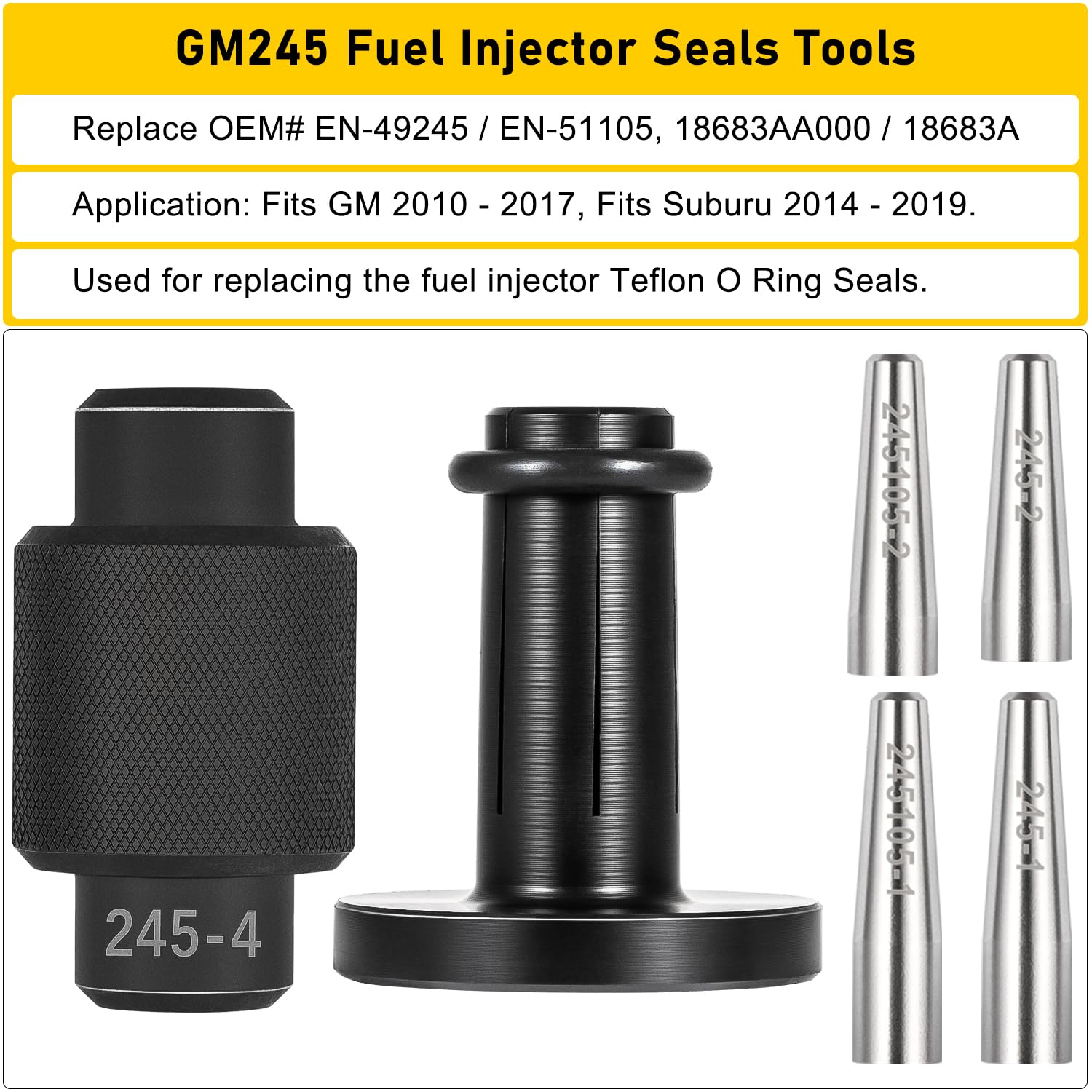 GM245 Fuel Injector Seals Tools Compatible with GM Subaru Replace to #EN-49245, EN-51105 and #18683AA000