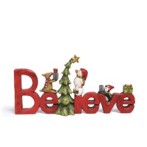 newman house studio believe sign christmas decor tabletop - christmas holiday figurine christmas decorations 8.5 * 1.5 * 4 inch