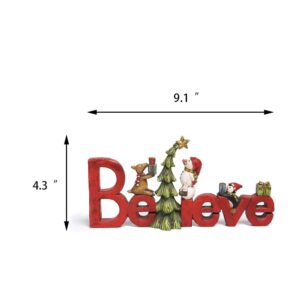 Newman House Studio Believe Sign Christmas Decor Tabletop - Christmas Holiday Figurine Christmas Decorations 8.5 * 1.5 * 4 Inch