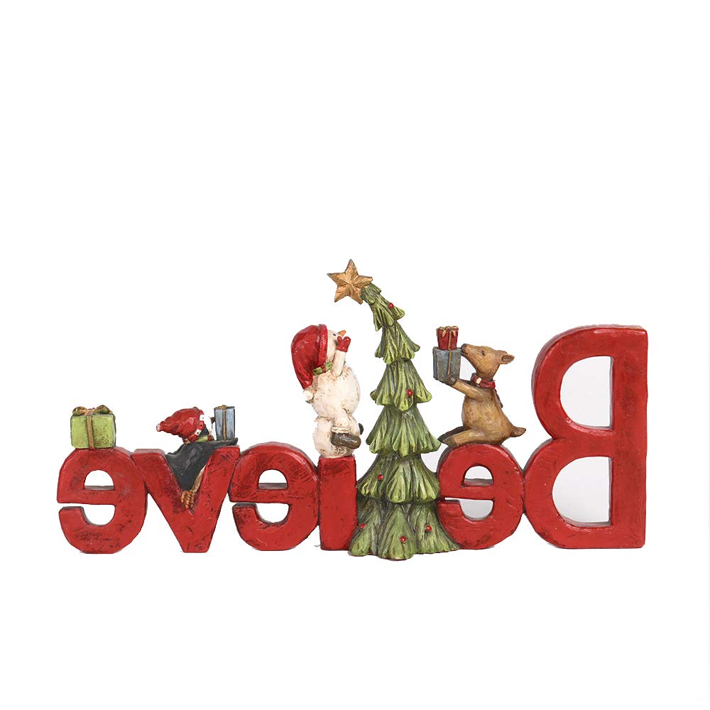 Newman House Studio Believe Sign Christmas Decor Tabletop - Christmas Holiday Figurine Christmas Decorations 8.5 * 1.5 * 4 Inch