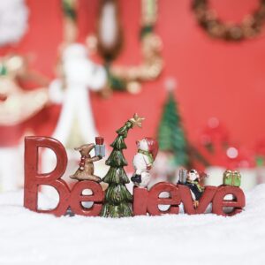 Newman House Studio Believe Sign Christmas Decor Tabletop - Christmas Holiday Figurine Christmas Decorations 8.5 * 1.5 * 4 Inch