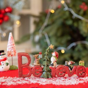 Newman House Studio Believe Sign Christmas Decor Tabletop - Christmas Holiday Figurine Christmas Decorations 8.5 * 1.5 * 4 Inch