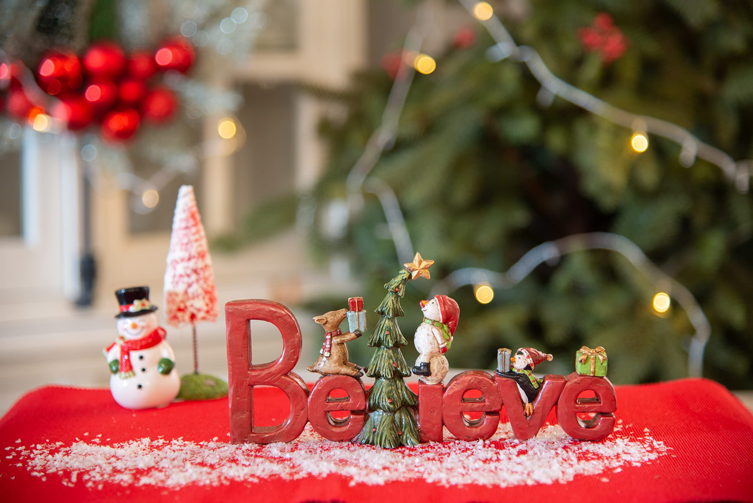 Newman House Studio Believe Sign Christmas Decor Tabletop - Christmas Holiday Figurine Christmas Decorations 8.5 * 1.5 * 4 Inch