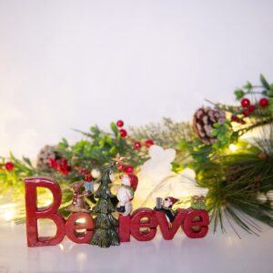 Newman House Studio Believe Sign Christmas Decor Tabletop - Christmas Holiday Figurine Christmas Decorations 8.5 * 1.5 * 4 Inch