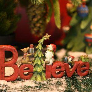 Newman House Studio Believe Sign Christmas Decor Tabletop - Christmas Holiday Figurine Christmas Decorations 8.5 * 1.5 * 4 Inch