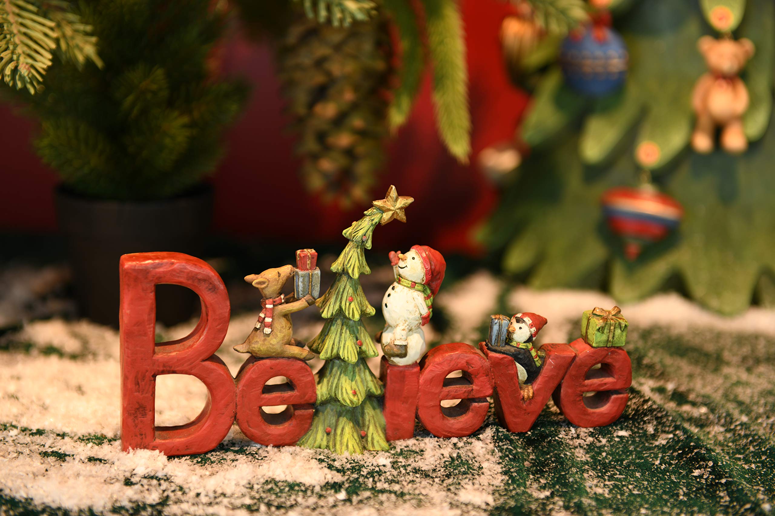 Newman House Studio Believe Sign Christmas Decor Tabletop - Christmas Holiday Figurine Christmas Decorations 8.5 * 1.5 * 4 Inch