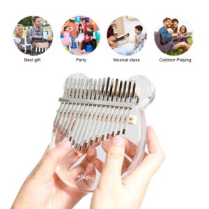 Flatsons Acrylic Kalimba Thumb Piano 17 Keys Crystal Acrylic Mbira Finger Piano with EVA Carry Bag Portable for Gifts Kids Adult Beginners Unisex (Bear style)