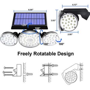 2 Pack Solar Lights Outdoor,3 Modes with Motion Sensor Lights, 70 LED 3 Adjustable Heads Flood Lights, 270° Rotatable Wireless Spotlights, IP65 Waterproof for Garage Pathway Porch Garden Patio Yard