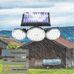 2 Pack Solar Lights Outdoor,3 Modes with Motion Sensor Lights, 70 LED 3 Adjustable Heads Flood Lights, 270° Rotatable Wireless Spotlights, IP65 Waterproof for Garage Pathway Porch Garden Patio Yard