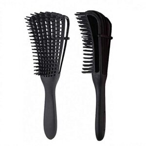 Detangling Brush for Afro America/African Hair Textured 3a to 4c Kinky Wavy/Curly/Coily/Wet/Dry/Oil/Thick/Long Hair, Knots Detangler Easy to Clean (Black)