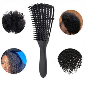 Detangling Brush for Afro America/African Hair Textured 3a to 4c Kinky Wavy/Curly/Coily/Wet/Dry/Oil/Thick/Long Hair, Knots Detangler Easy to Clean (Black)