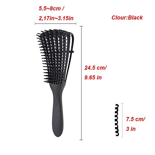 Detangling Brush for Afro America/African Hair Textured 3a to 4c Kinky Wavy/Curly/Coily/Wet/Dry/Oil/Thick/Long Hair, Knots Detangler Easy to Clean (Black)