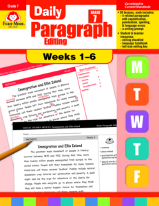daily paragraph editing, grade 7, weeks 1-6