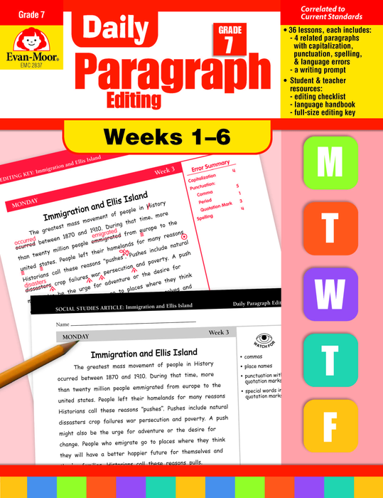 Daily Paragraph Editing, Grade 7, Weeks 1-6