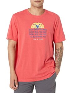 life is good, mens crusher graphic t-shirt, heather americana red, small