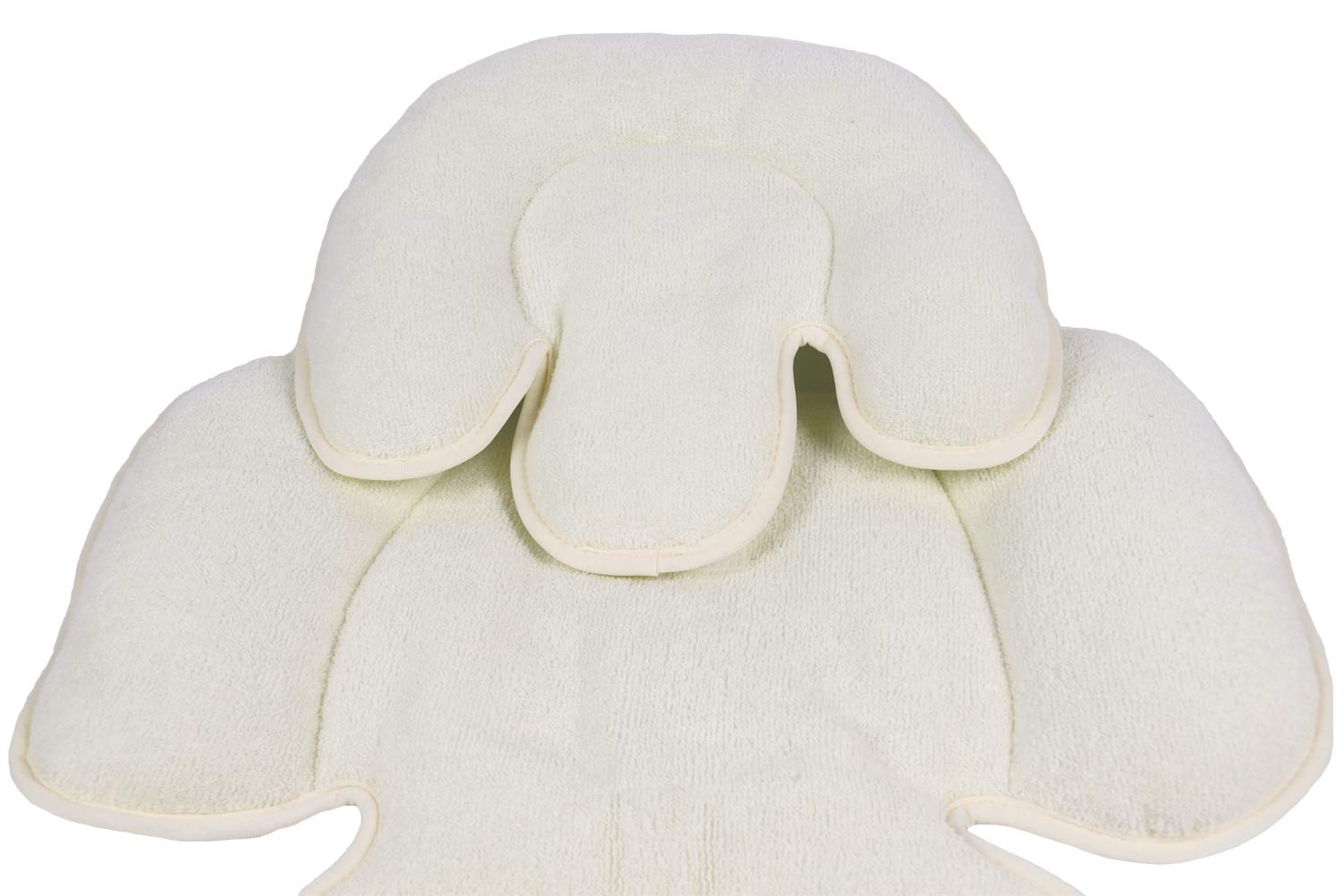 Long-Ci Baby Car Seat Pad Reversible with Head Neck Body Support for Stroller in Terry Towelling Beige