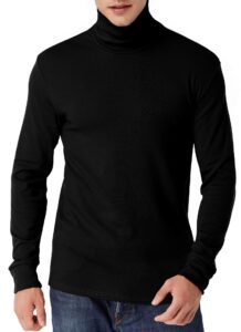 le vonfort mens turtleneck long sleeve t shirts slim fit thermal undershirt lightweight pullover black x-large