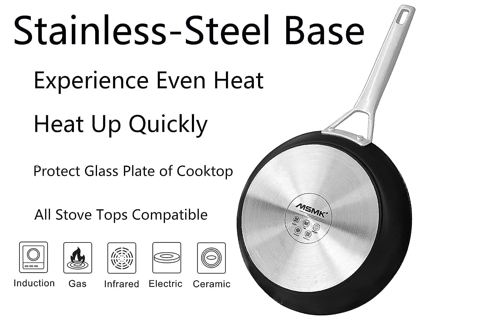 MsMk 10 Inch Frying Pan Nonstick with Lid, Induction Fry Pan with Lid, Titanium and Diamond Non Stick Coating From USA, for Induction, Ceramic and Gas Cooktops, Oven Safe 10 Inch Skillet Nonstick