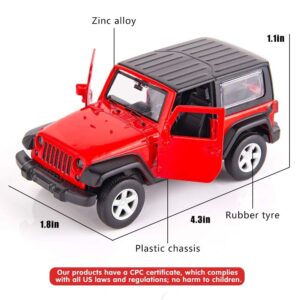 BDTCTK 1/42 Scale SUV Wrangler Car Model Toy Zinc Alloy Die-Cast Pull Back Vehicles Kid Toys for 4 5 6 Year Old Boy Girl Gift(Red)