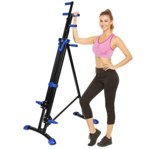 plohee folding vertical climber home gym exercise climbing machine for home body trainer stepper cardio workout training (blue)