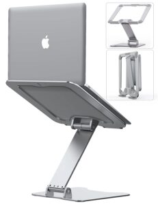 letlar laptop stand adjustable, laptop holder, aluminum laptop riser stand for desk, adjustable height 1.9"-12", compatible with macbook, air, pro, dell xps, samsung, all laptops 8-15.6 inches-silver