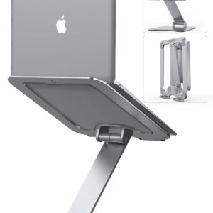 Letlar Laptop Stand Adjustable, Laptop Holder, Aluminum Laptop Riser Stand for Desk, Adjustable Height 1.9"-12", Compatible with MacBook, Air, Pro, Dell XPS, Samsung, All Laptops 8-15.6 Inches-Silver