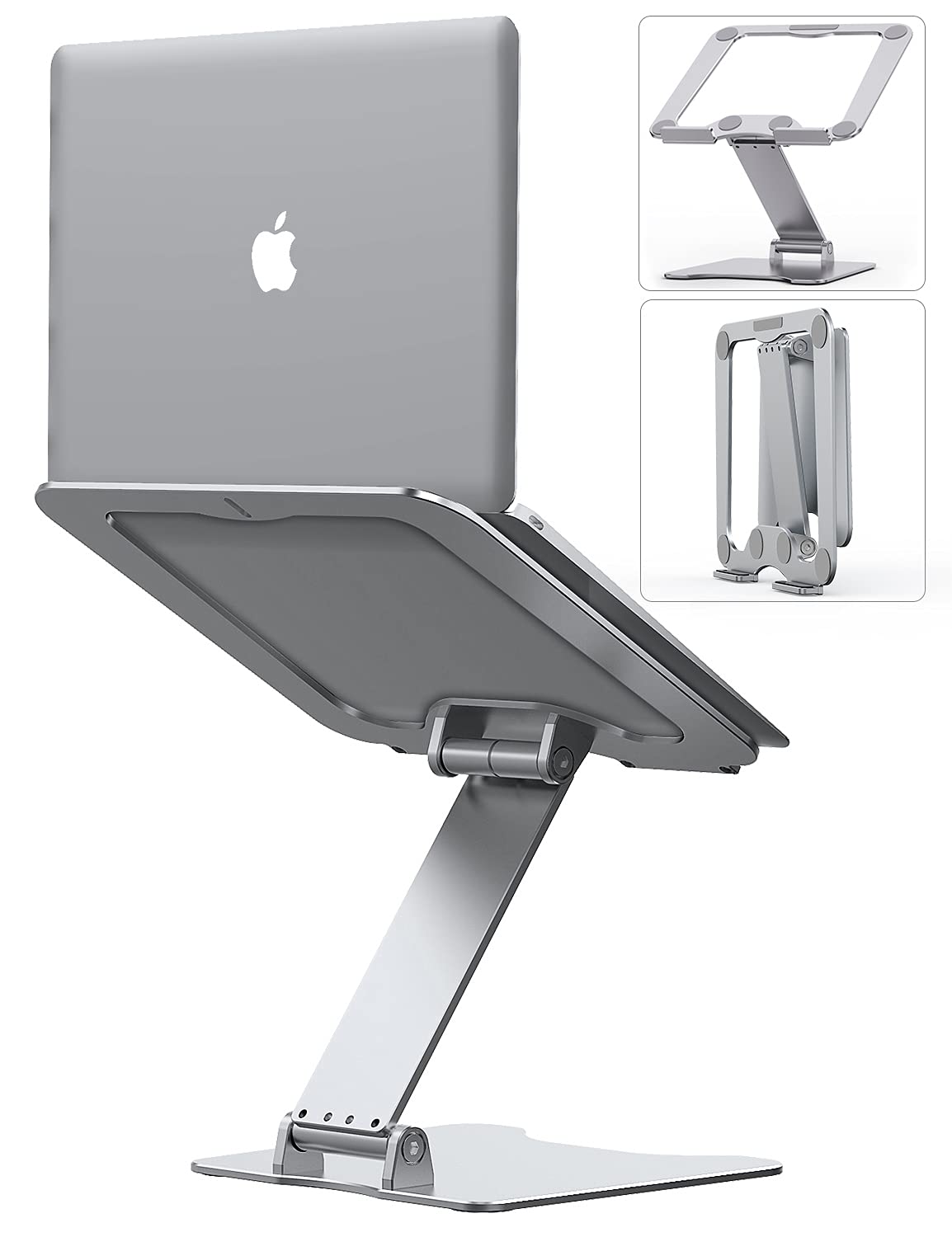 Letlar Laptop Stand Adjustable, Laptop Holder, Aluminum Laptop Riser Stand for Desk, Adjustable Height 1.9"-12", Compatible with MacBook, Air, Pro, Dell XPS, Samsung, All Laptops 8-15.6 Inches-Silver