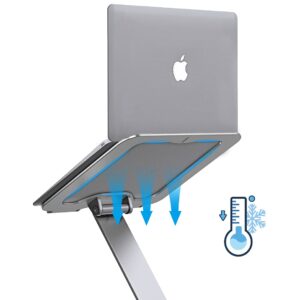 Letlar Laptop Stand Adjustable, Laptop Holder, Aluminum Laptop Riser Stand for Desk, Adjustable Height 1.9"-12", Compatible with MacBook, Air, Pro, Dell XPS, Samsung, All Laptops 8-15.6 Inches-Silver