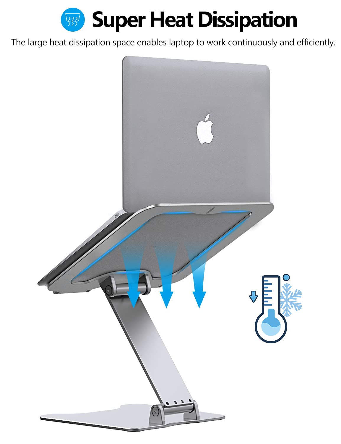 Letlar Laptop Stand Adjustable, Laptop Holder, Aluminum Laptop Riser Stand for Desk, Adjustable Height 1.9"-12", Compatible with MacBook, Air, Pro, Dell XPS, Samsung, All Laptops 8-15.6 Inches-Silver