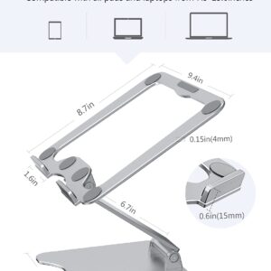 Letlar Laptop Stand Adjustable, Laptop Holder, Aluminum Laptop Riser Stand for Desk, Adjustable Height 1.9"-12", Compatible with MacBook, Air, Pro, Dell XPS, Samsung, All Laptops 8-15.6 Inches-Silver