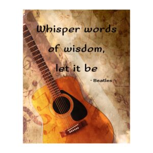 whisper words of wisdom - retro music wall decor, this ready to frame retro guitar photo print music wall art poster is ideal for music room, office, studio, and man cave room decor, unframed - 8x10"