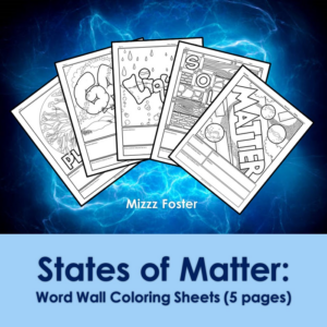 states of matter word wall coloring sheets (5 pages)